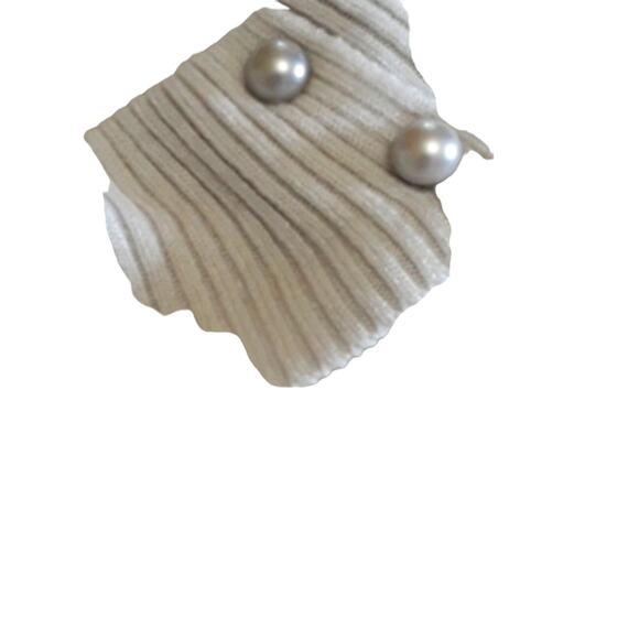 Womens Sz L Gray Pearl Button Y2K Quiet Luxury Business Casual Cowl Neck Sweater - Picture 4 of 8